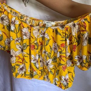 forever 21 yellow floral crop top